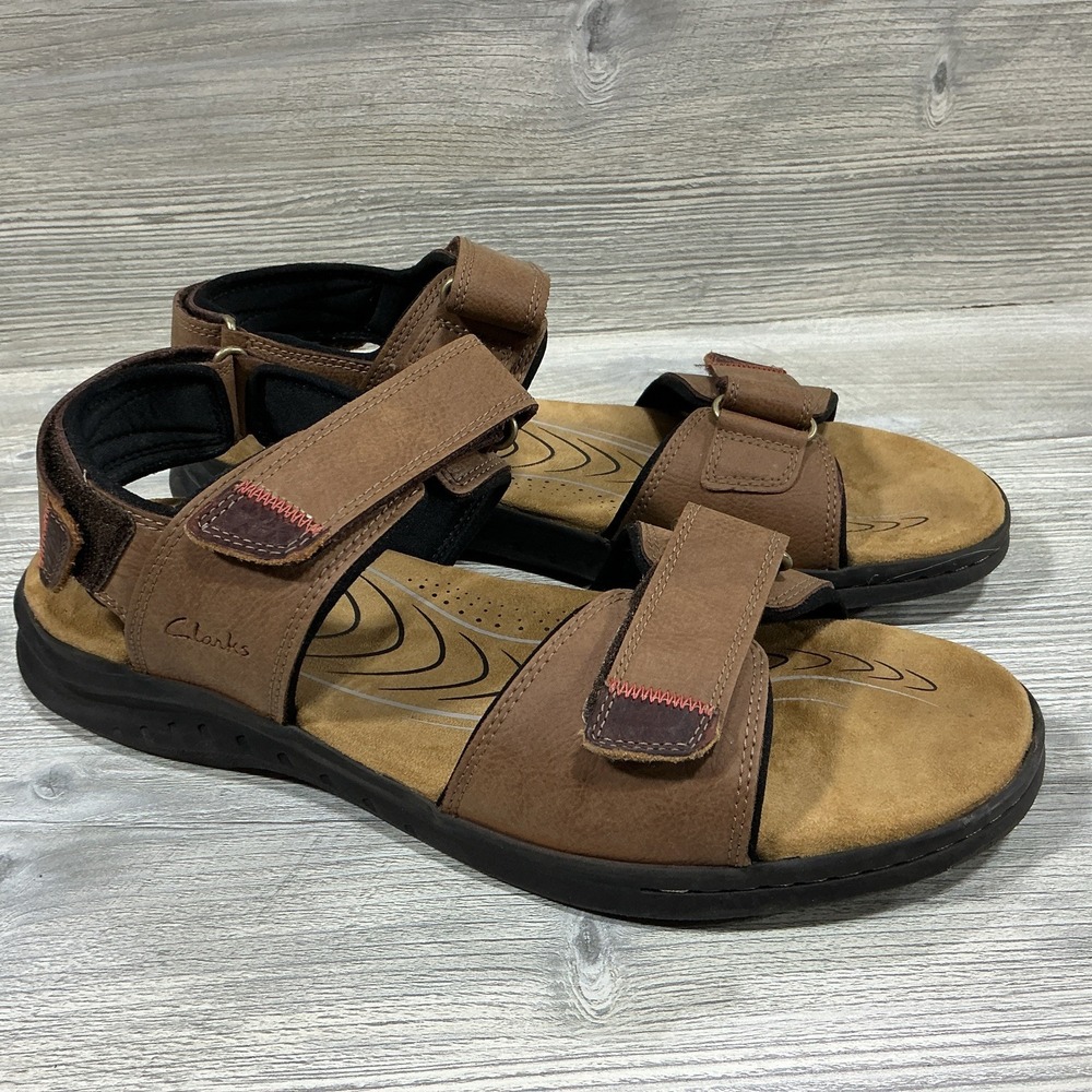 Clarks Collection 261594717110 Tan Leather Hapsford Creek Sandals Men's US 12 M